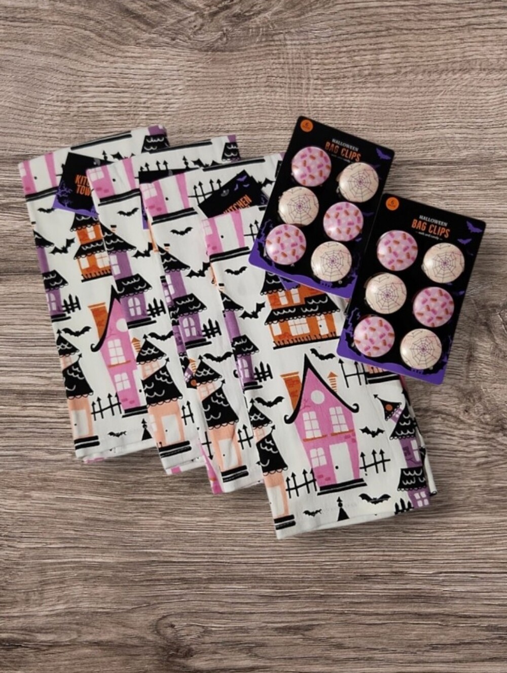 Halloween Haunted House Kitchen Towels & Halloween Themed Bag Clips